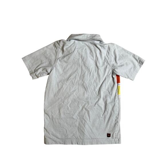 Tea Collection Boy Size 6 Polo Gray/Orange Stripes Button-Up Shirt - Picture 3 of 5
